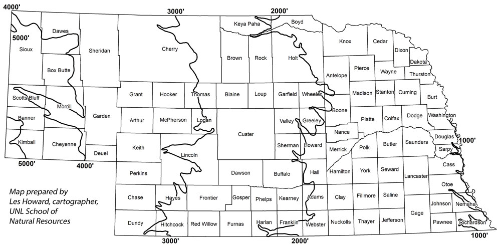 Nebraska Elevation Map