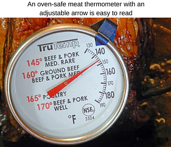 oven-safe thermometer with adjustable arros