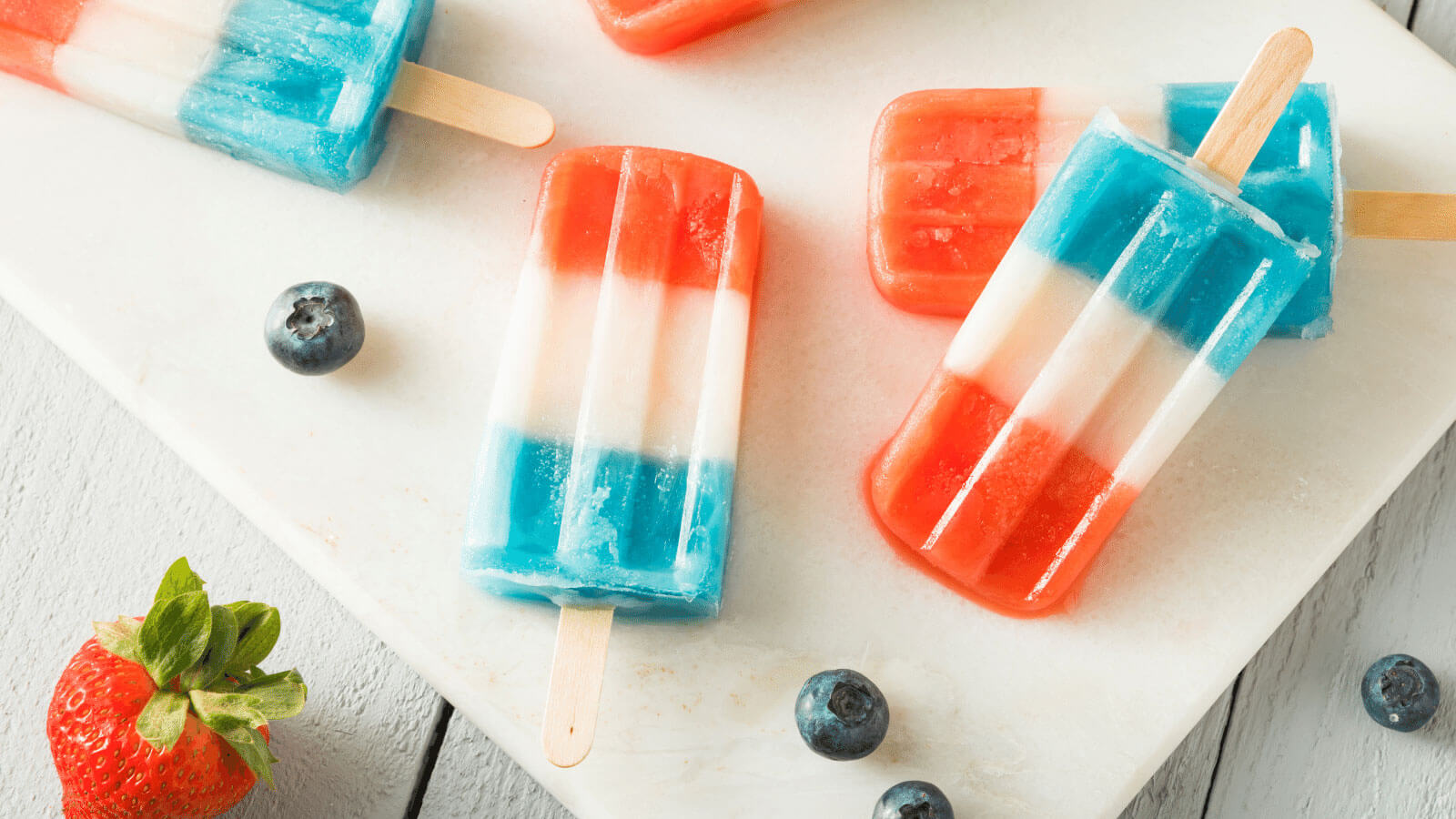 red, white, and blue freezer pops