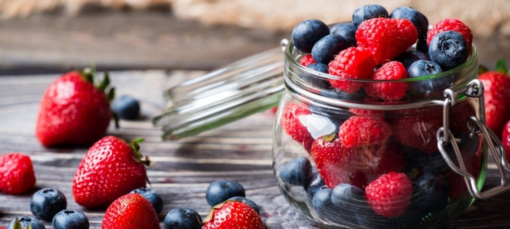 fresh berries in a jar