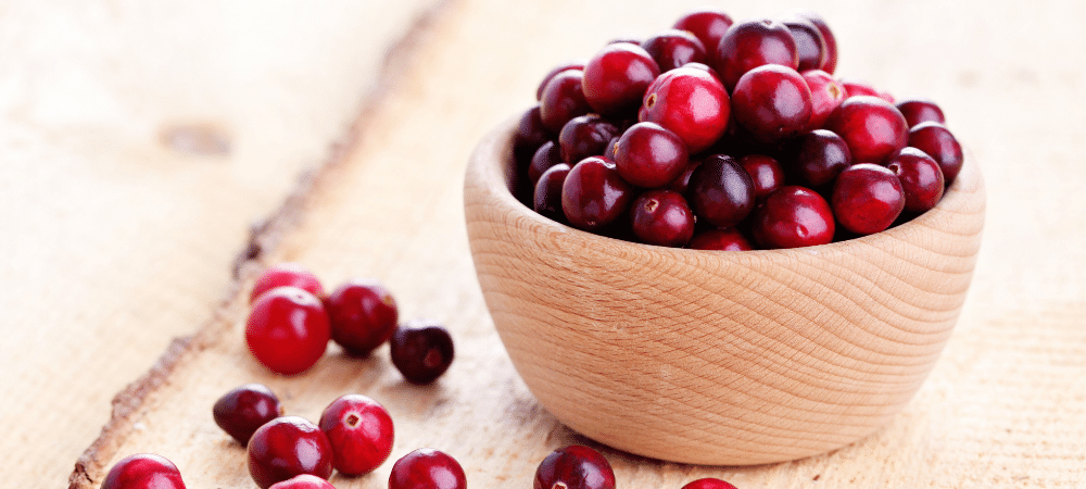 fresh cranberries in a bowl