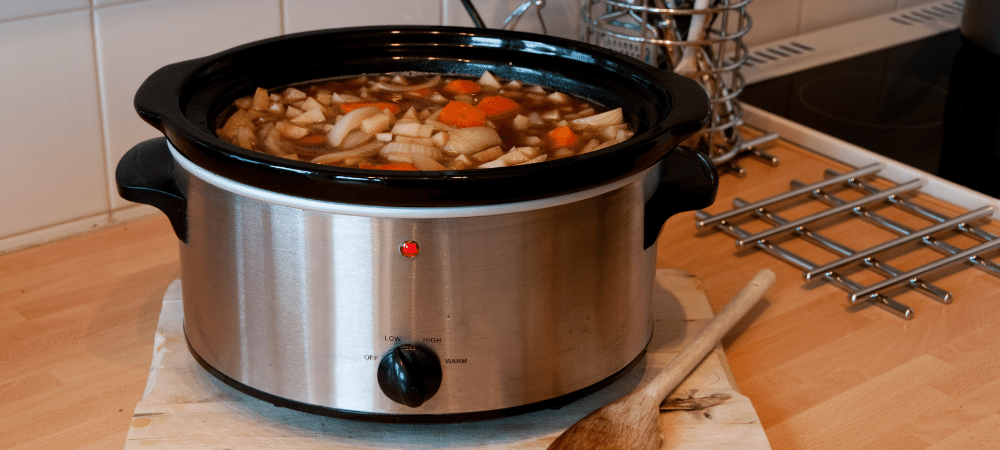 slow cooker with vegetables