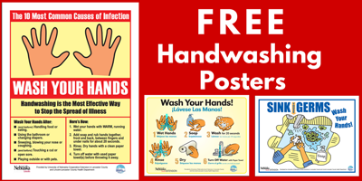 a display of handwashing posters available from Nebraska Extension