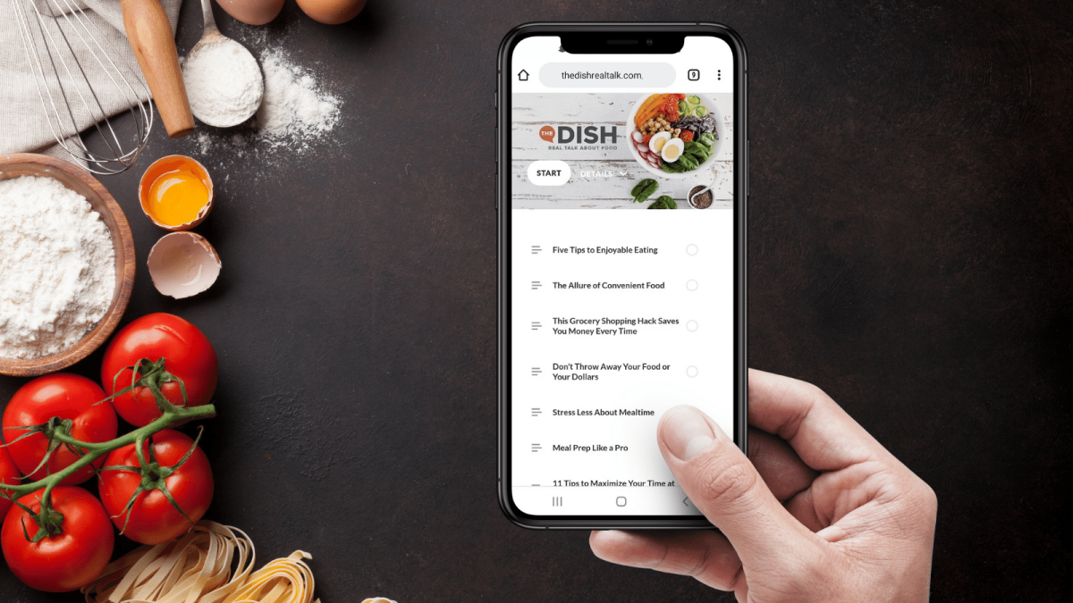 Person looking The Dish website on their mobile phone.