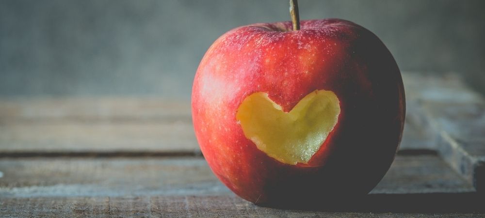 apple with a heart