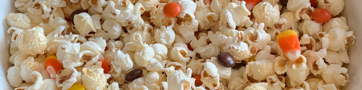 popcorn with Halloween candy