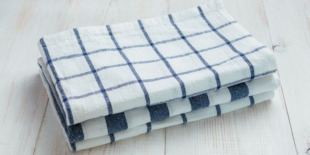 35 x 60cm Xelay Pack of 6 100% Cotton Tea Towels Blue and White Checked Lint Free Kitchen Dish Cloth 