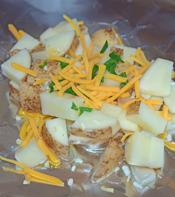 potatoes on foil