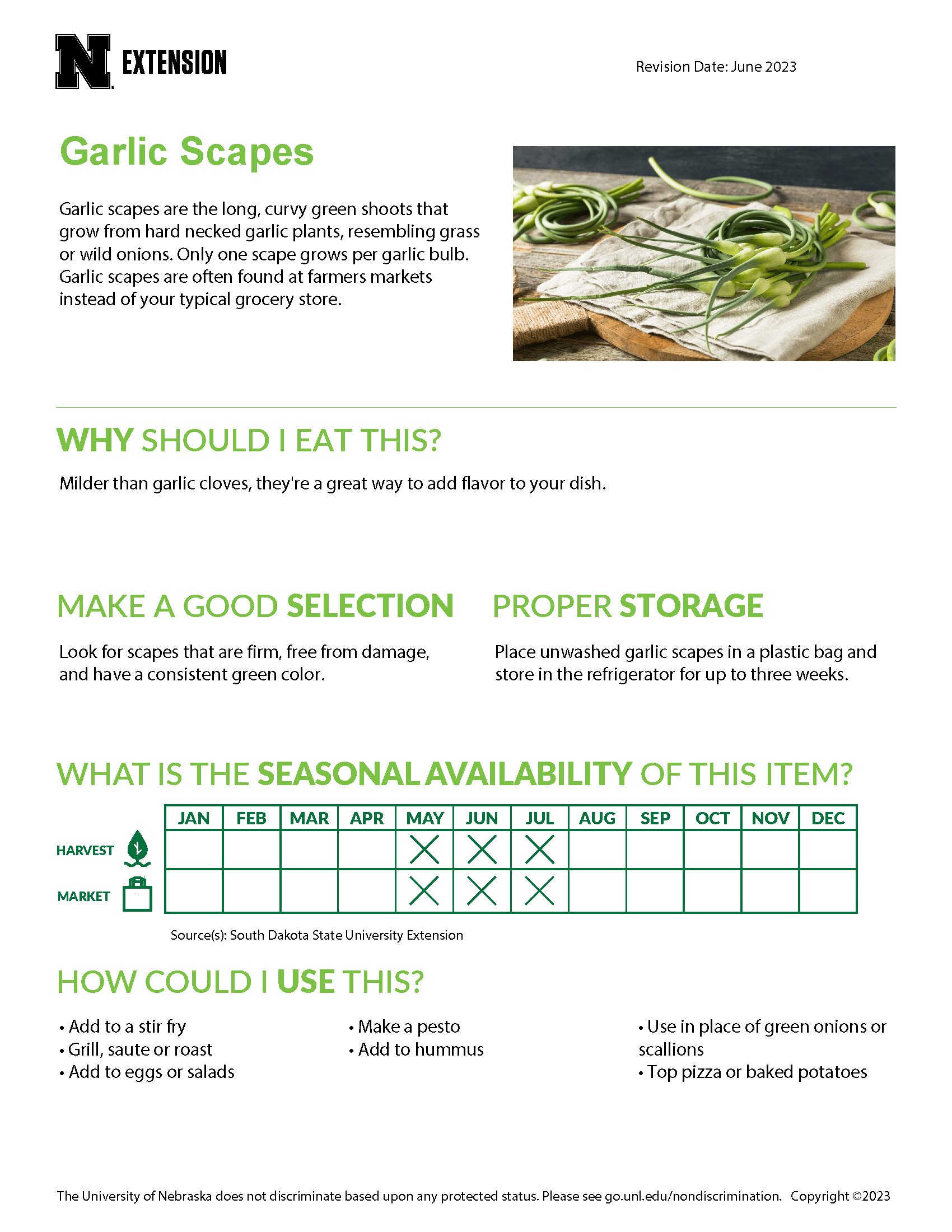 Handout - Garlic Scapes | UNL Food