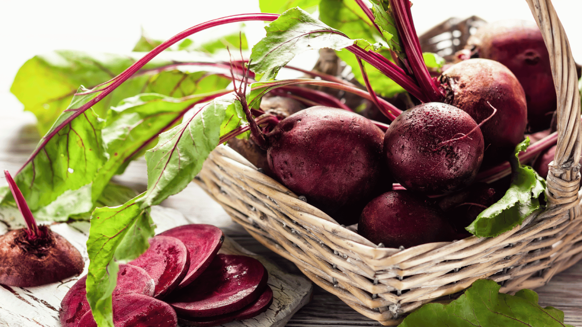 Beets in a basket.