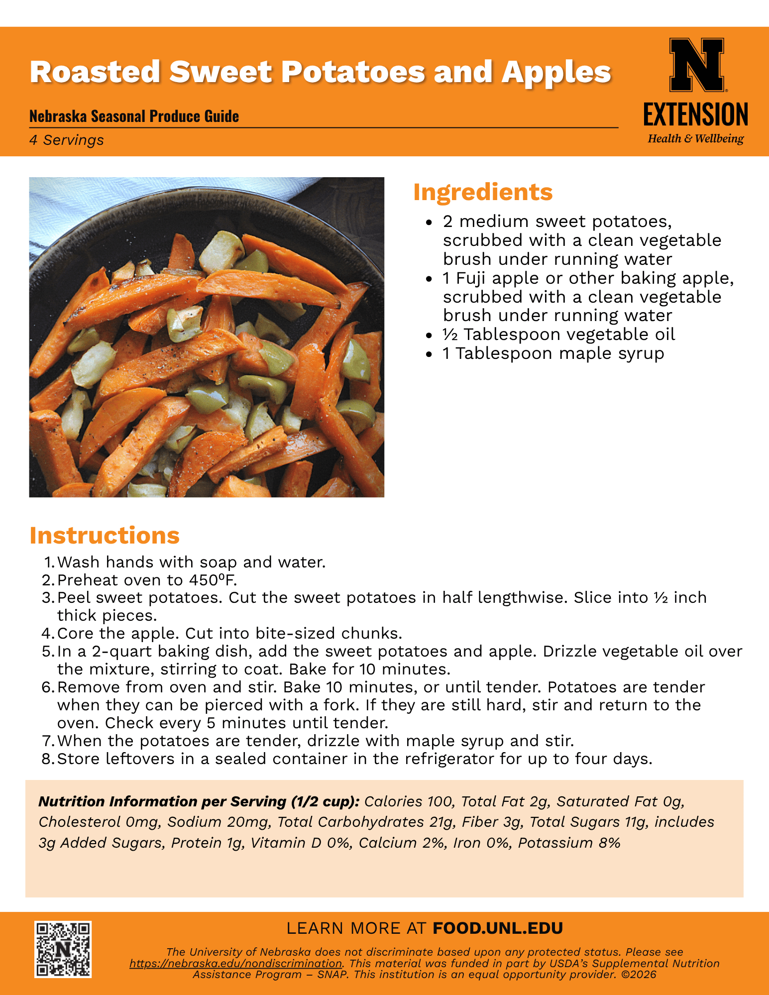 Roasted Sweet Potatoes and Apples Recipe Handout