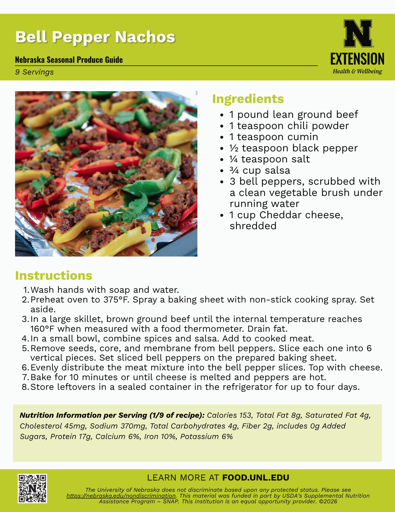 Bell Pepper Nachos Recipe Handout