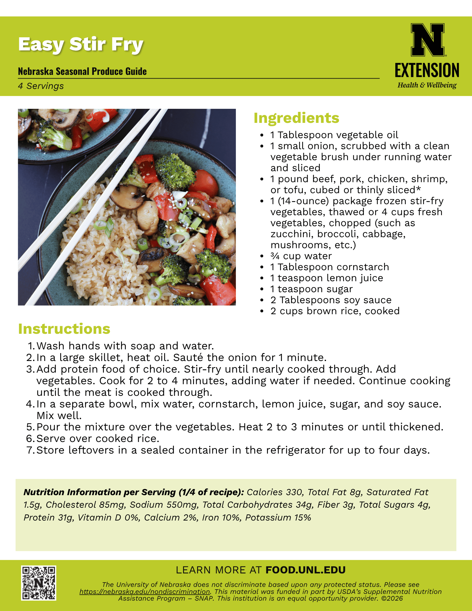 Easy Stir Fry Recipe Handout