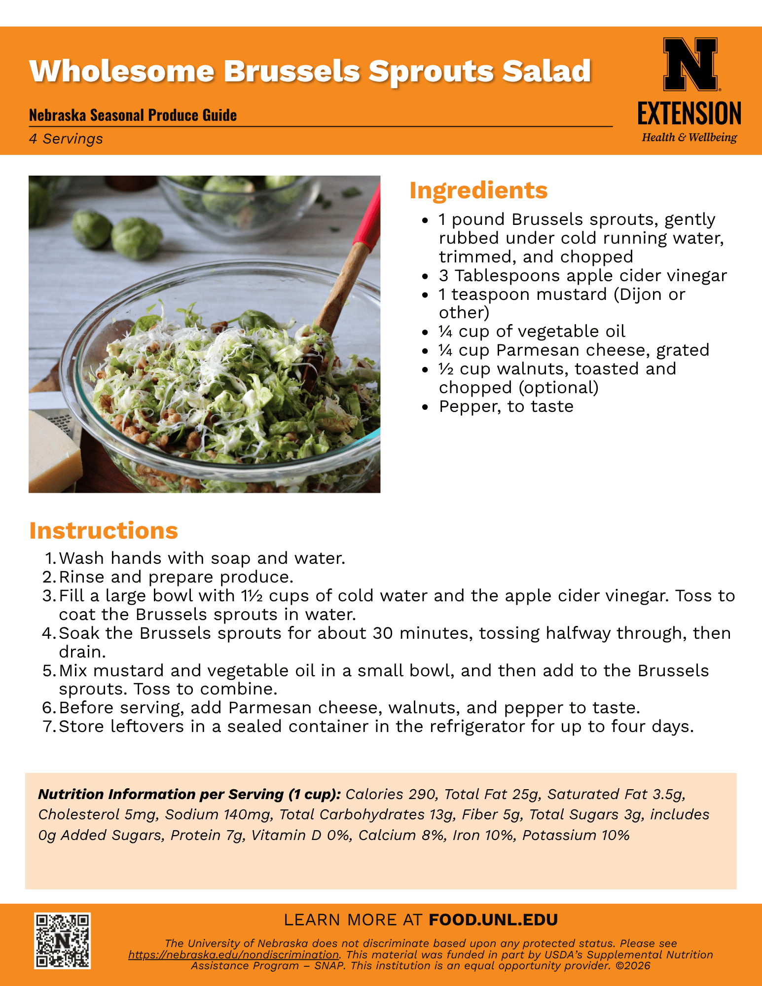 Brussels Sprouts Salad Recipe Handout