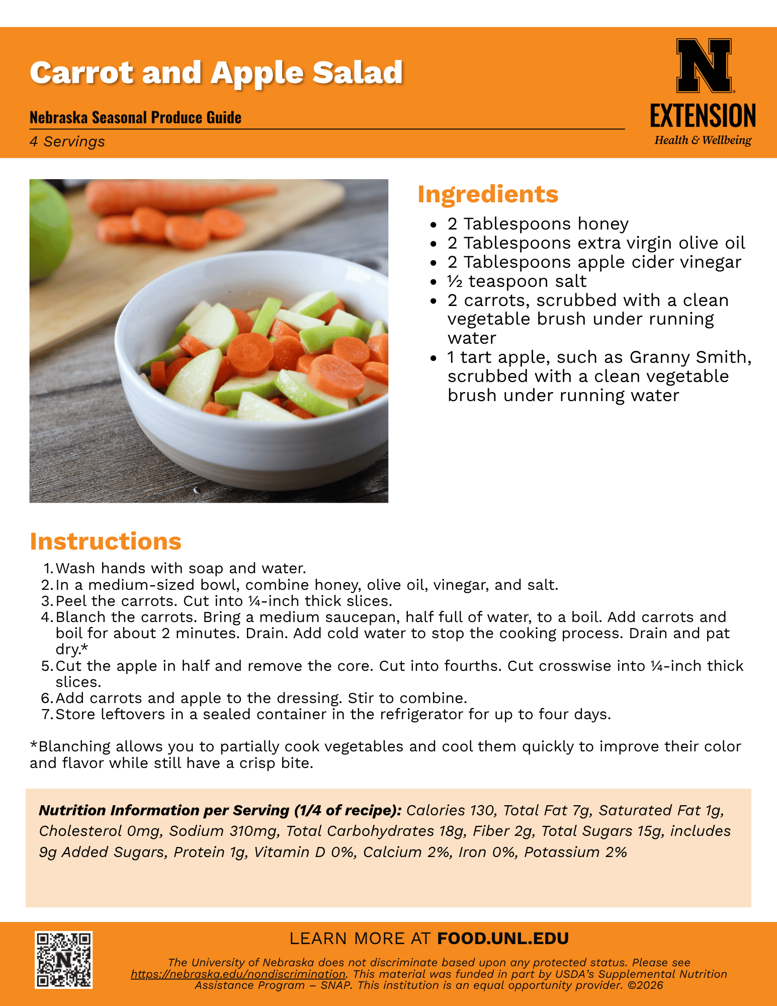 Carrot and Apple Salad Recipe Handout