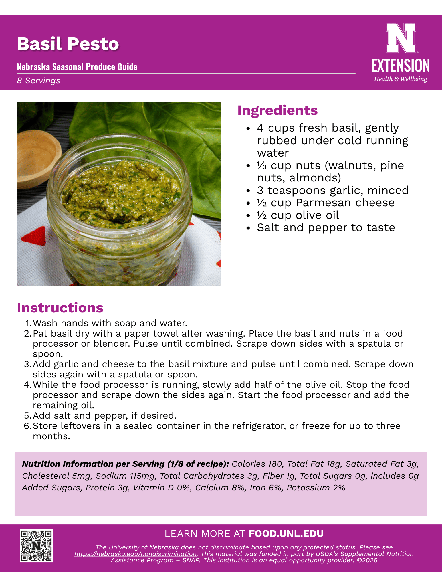 Basil Pesto Recipe Handout
