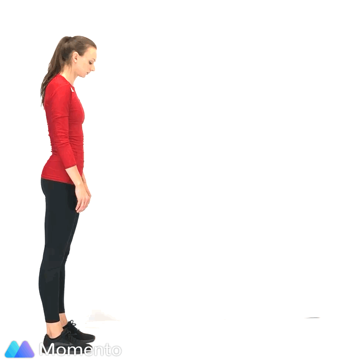 An individual modeling how to do an inchworm walk out reach exercise.