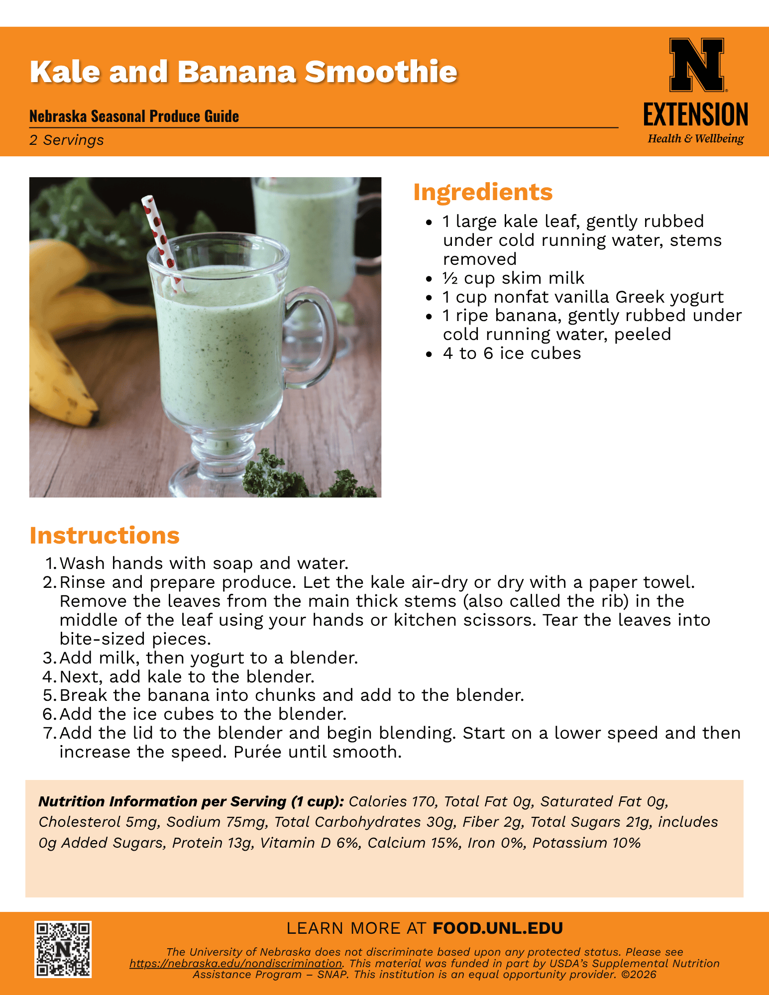 Kale and Banana Smoothie Recipe Handout