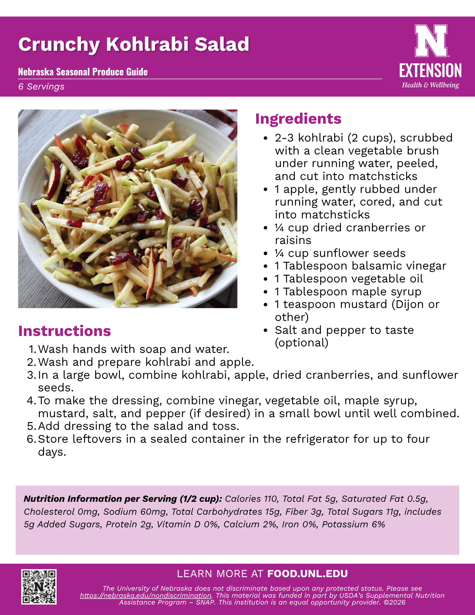 Crunchy Kohlrabi Salad Recipe Handout