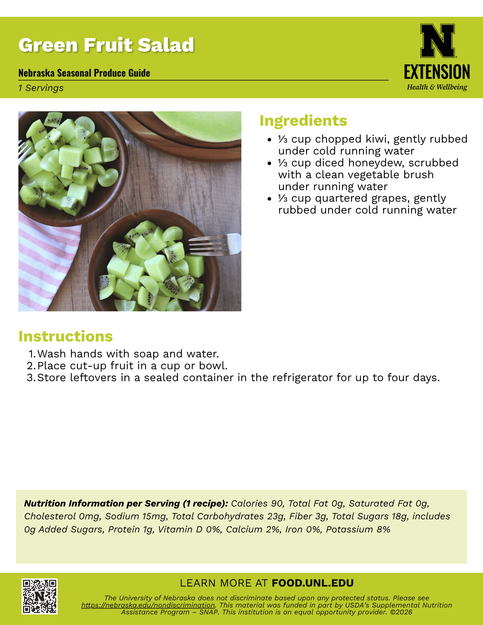 Green Fruit Salad Recipe Handout