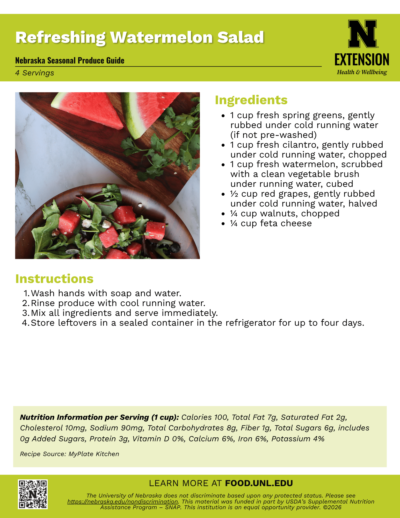 Refreshing Watermelon Salad Recipe Handout
