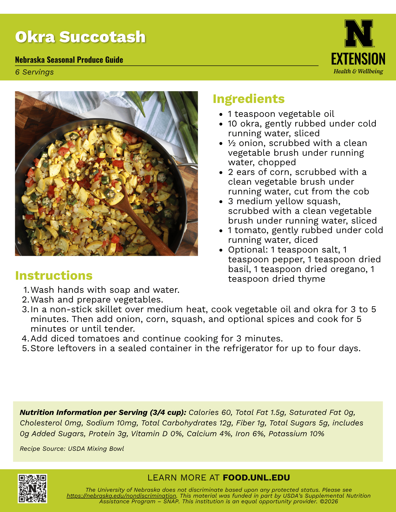 Okra Succotash Recipe Handout
