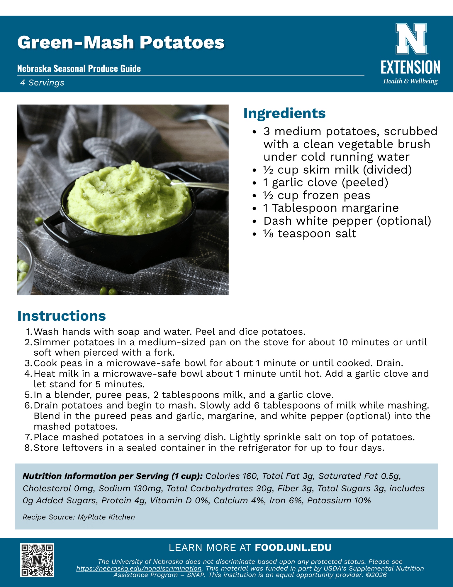 Green-Mash Potatoes Recipe Handout