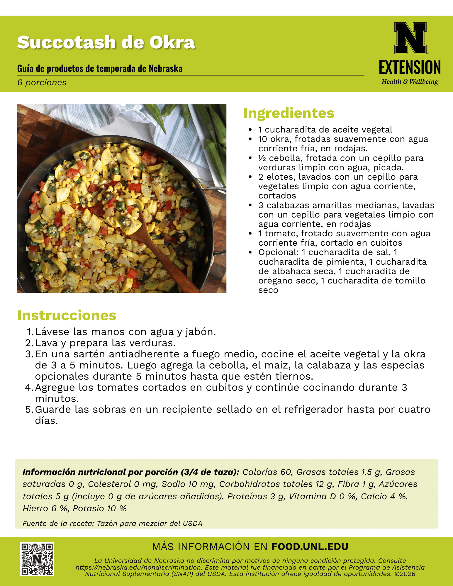 Okra Succotash Recipe Handout - Spanish