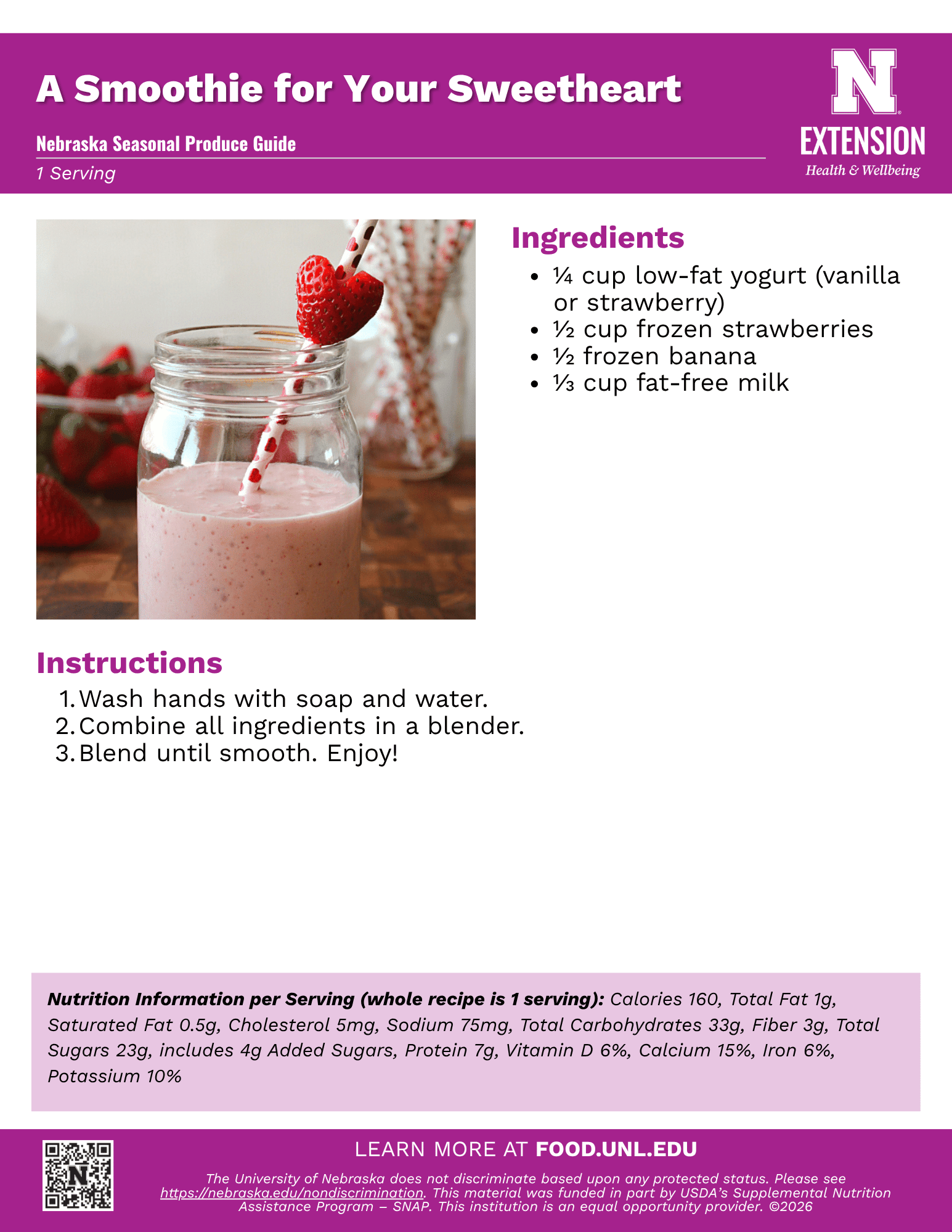 A Smoothie for Your Sweetheart Recipe Handout