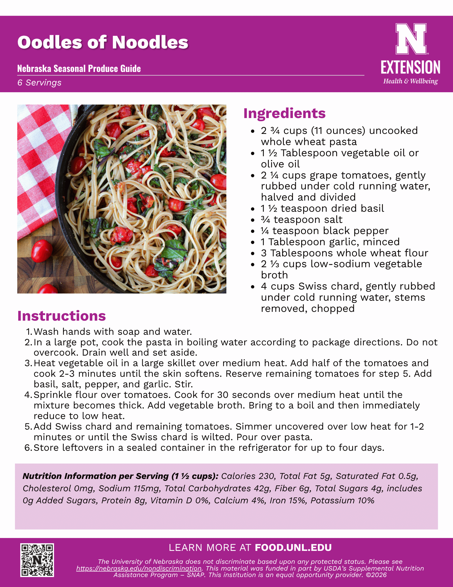 Oodles of Noodles Recipe Handout