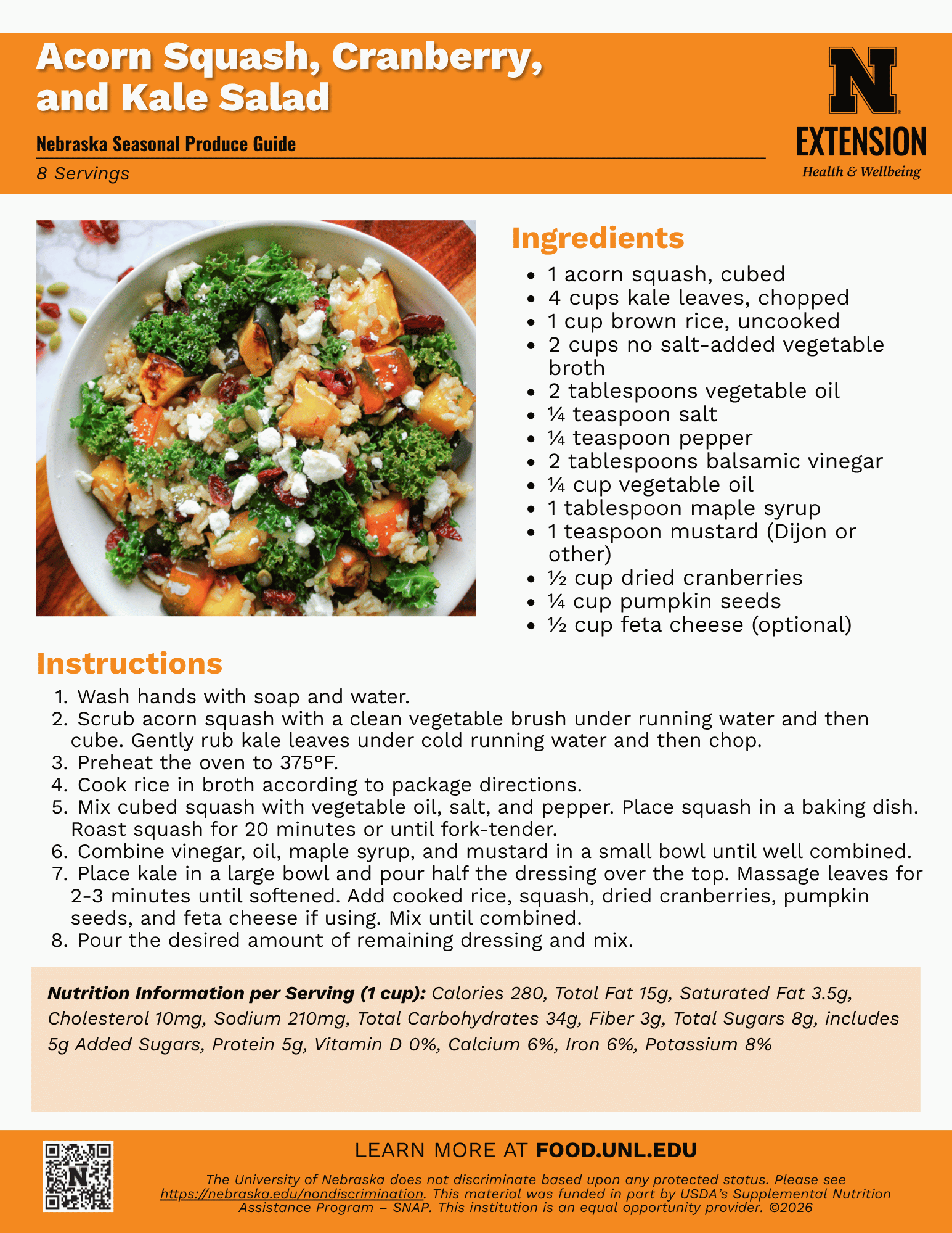 Acorn Squash, Cranberry, and Kale Salad Recipe