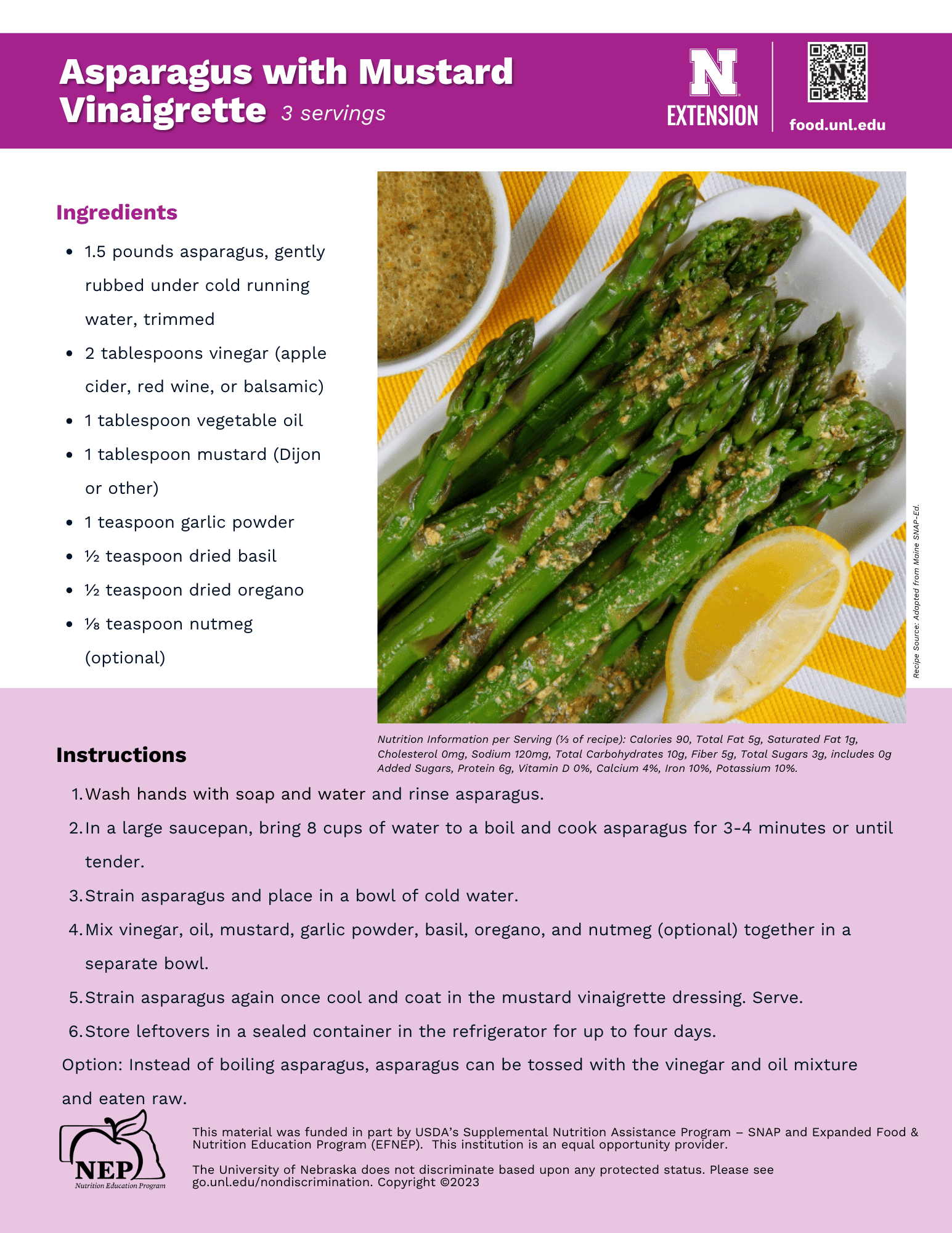 Asparagus with Mustard Vinaigrette Recipe Handout