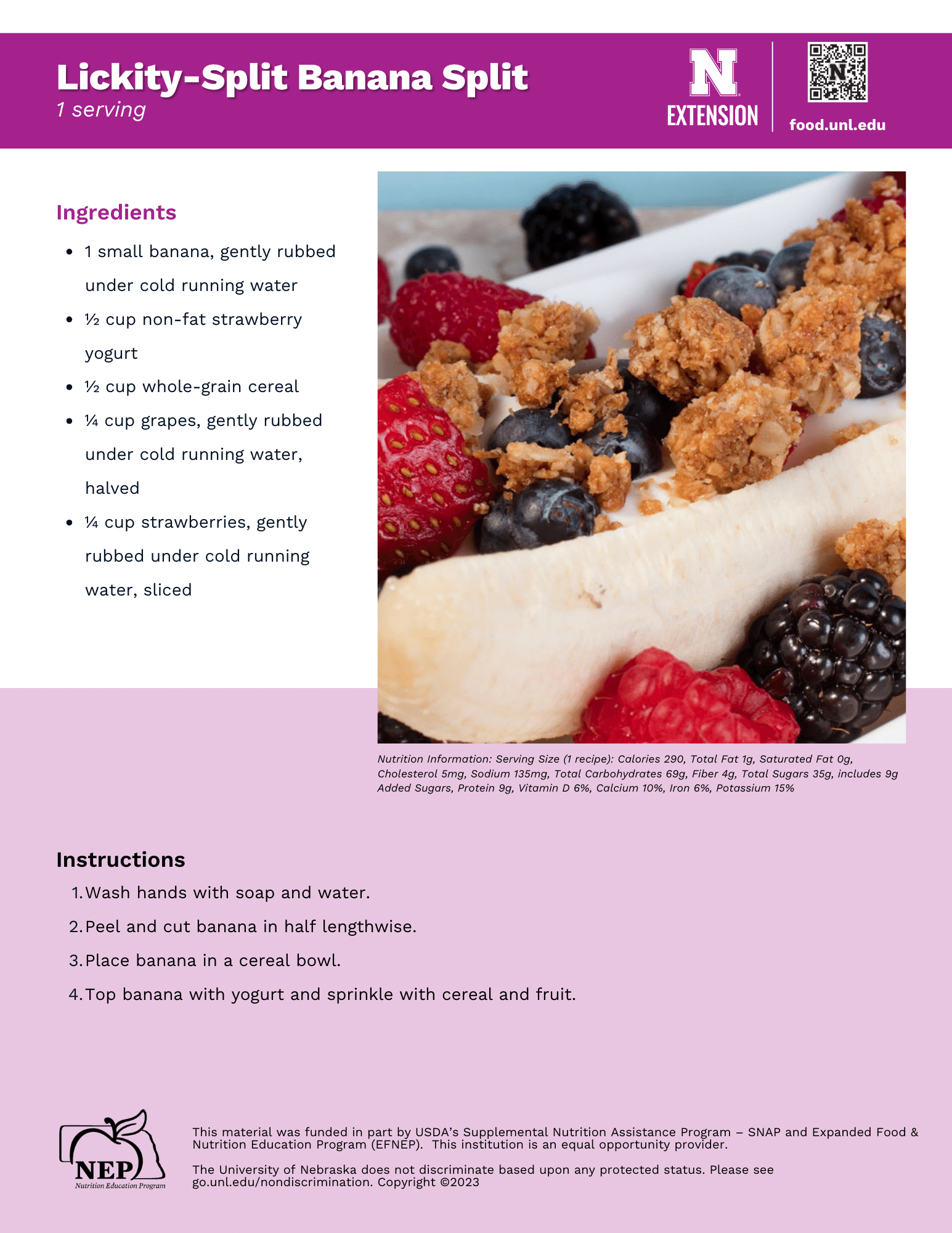 Lickity-Split Banana Split Recipe Handout
