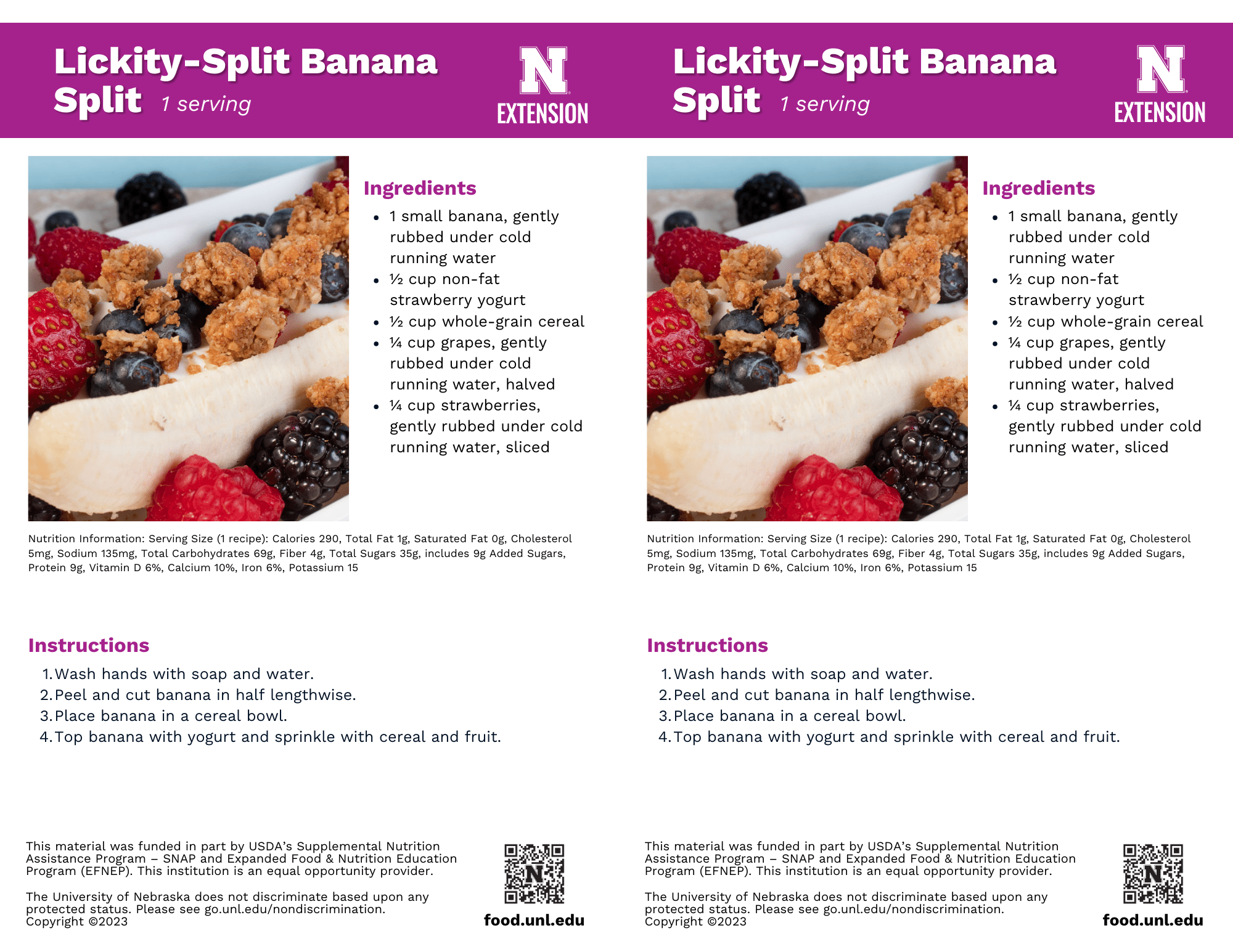Lickity-Split Banana Split Recipe Handouts