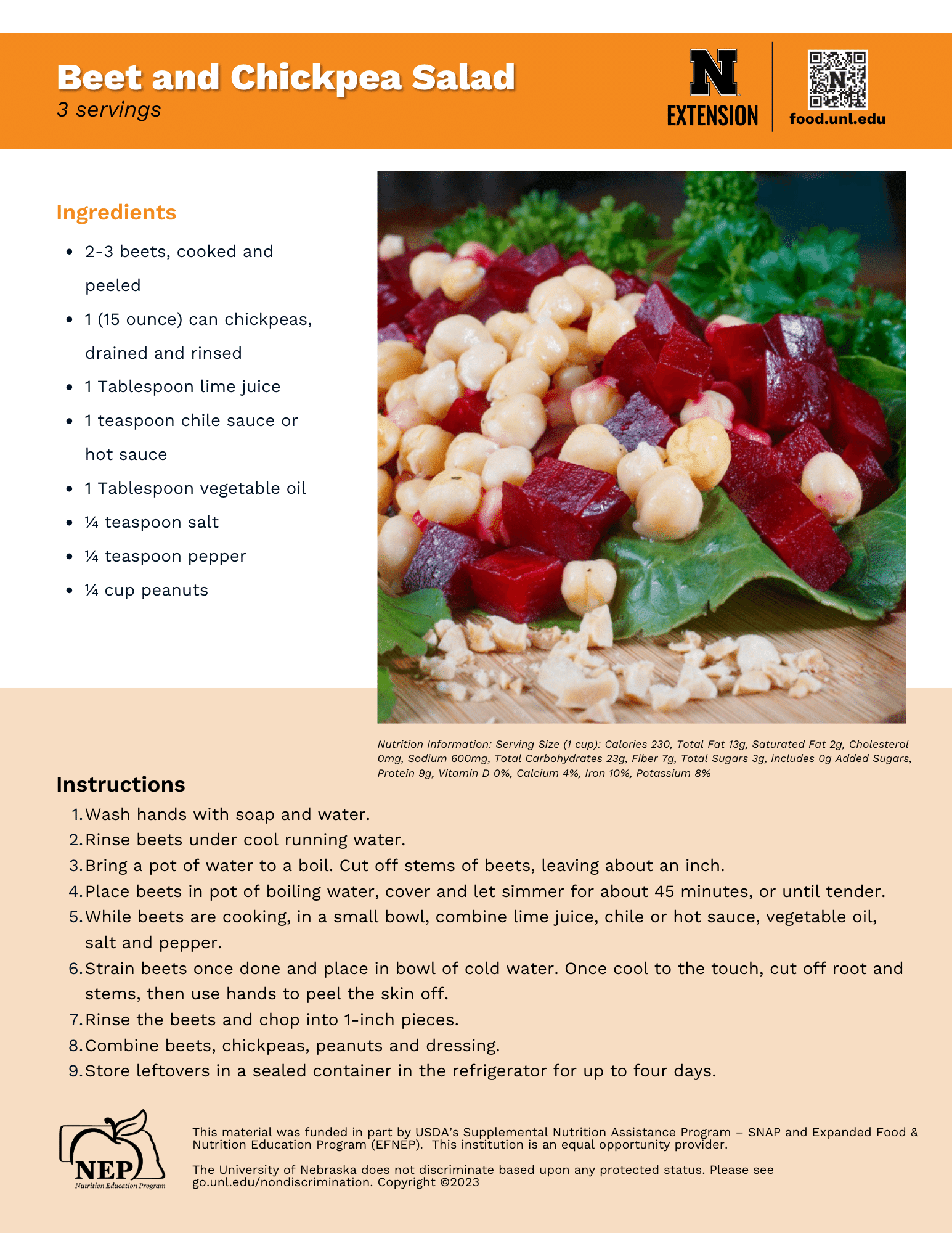 Beet and Chickpea Salad Recipe Handout