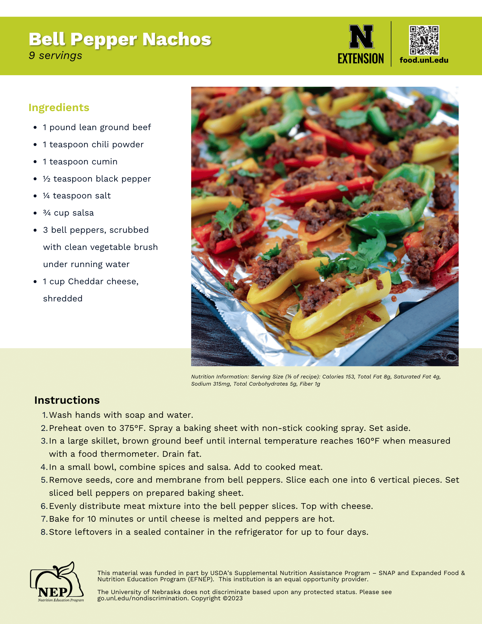 Bell Pepper Nachos Recipe Handout