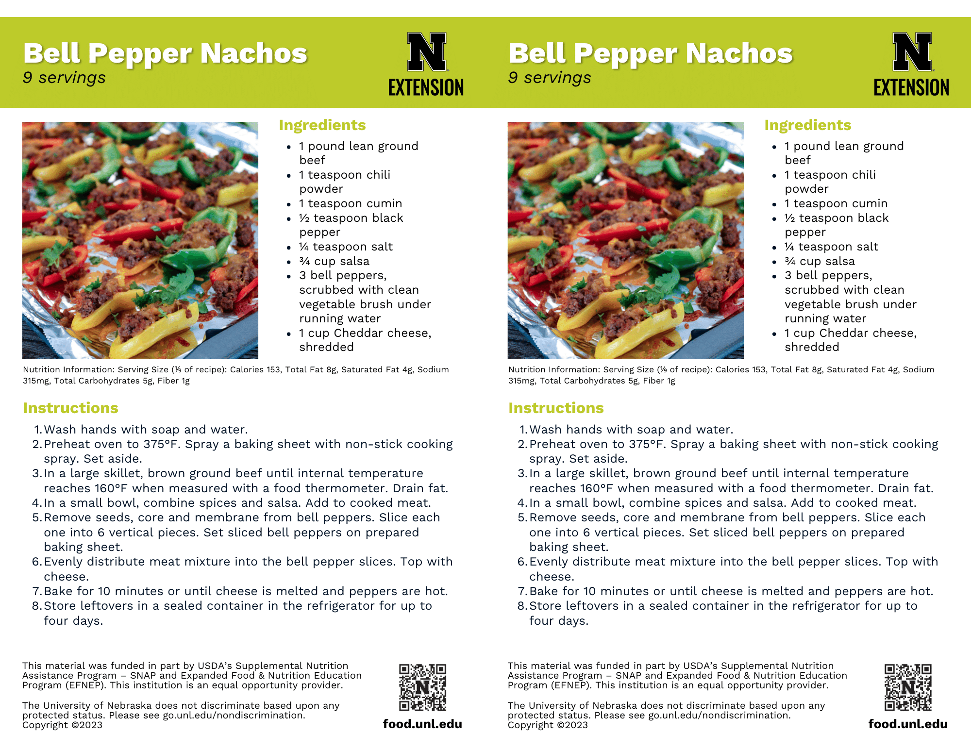 Bell Pepper Nachos Recipe Handouts