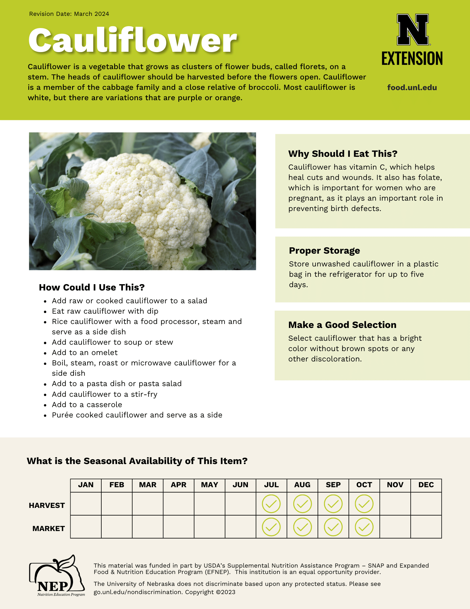 Cauliflower Handout