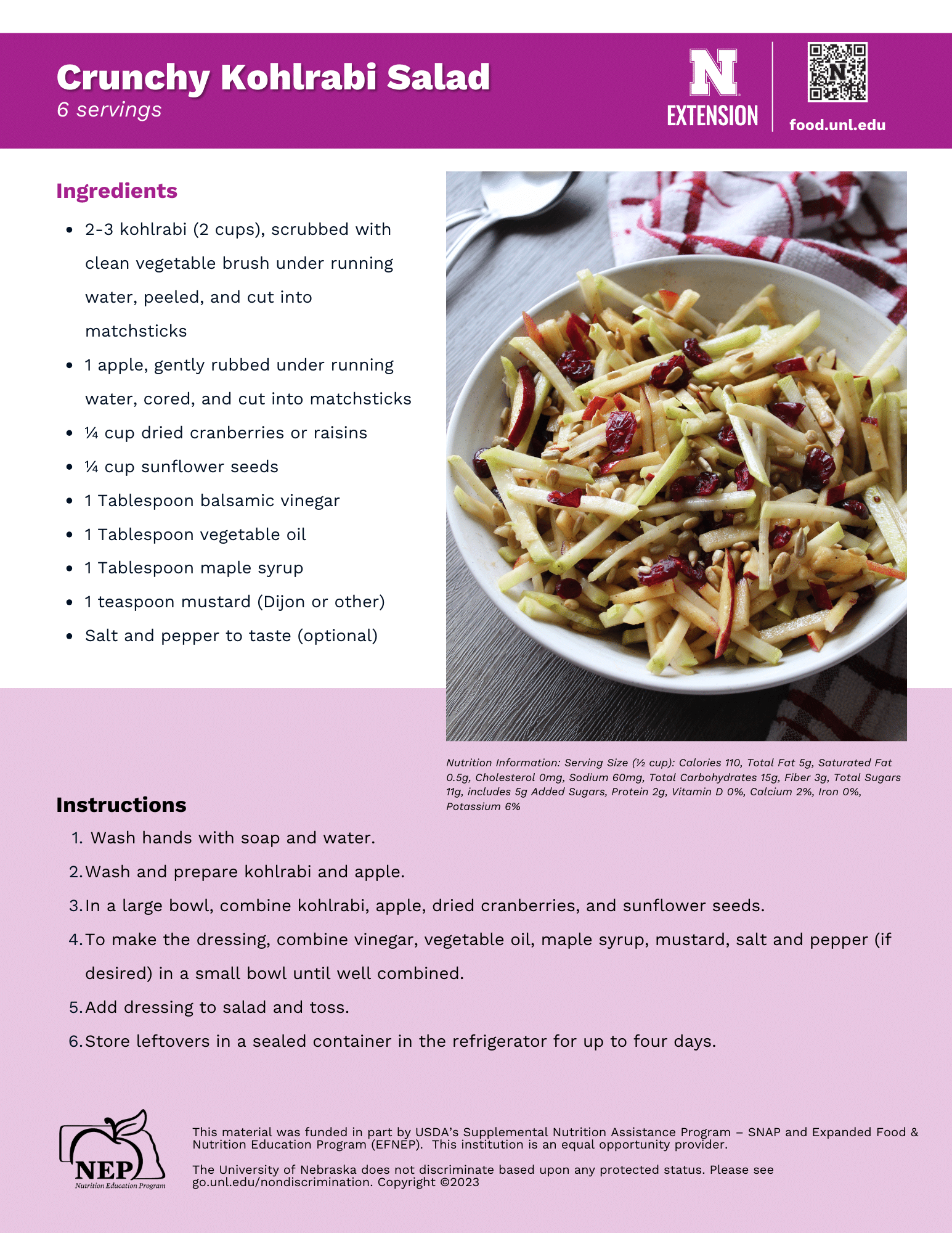 Crunchy Kohlrabi Salad Recipe Handout