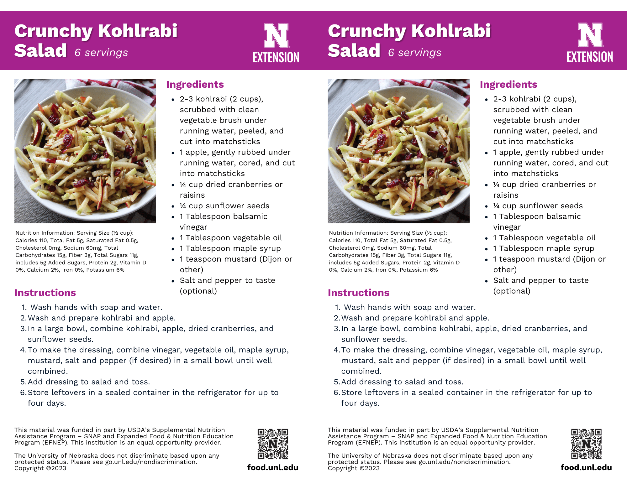 Crunchy Kohlrabi Salad Recipe Handouts