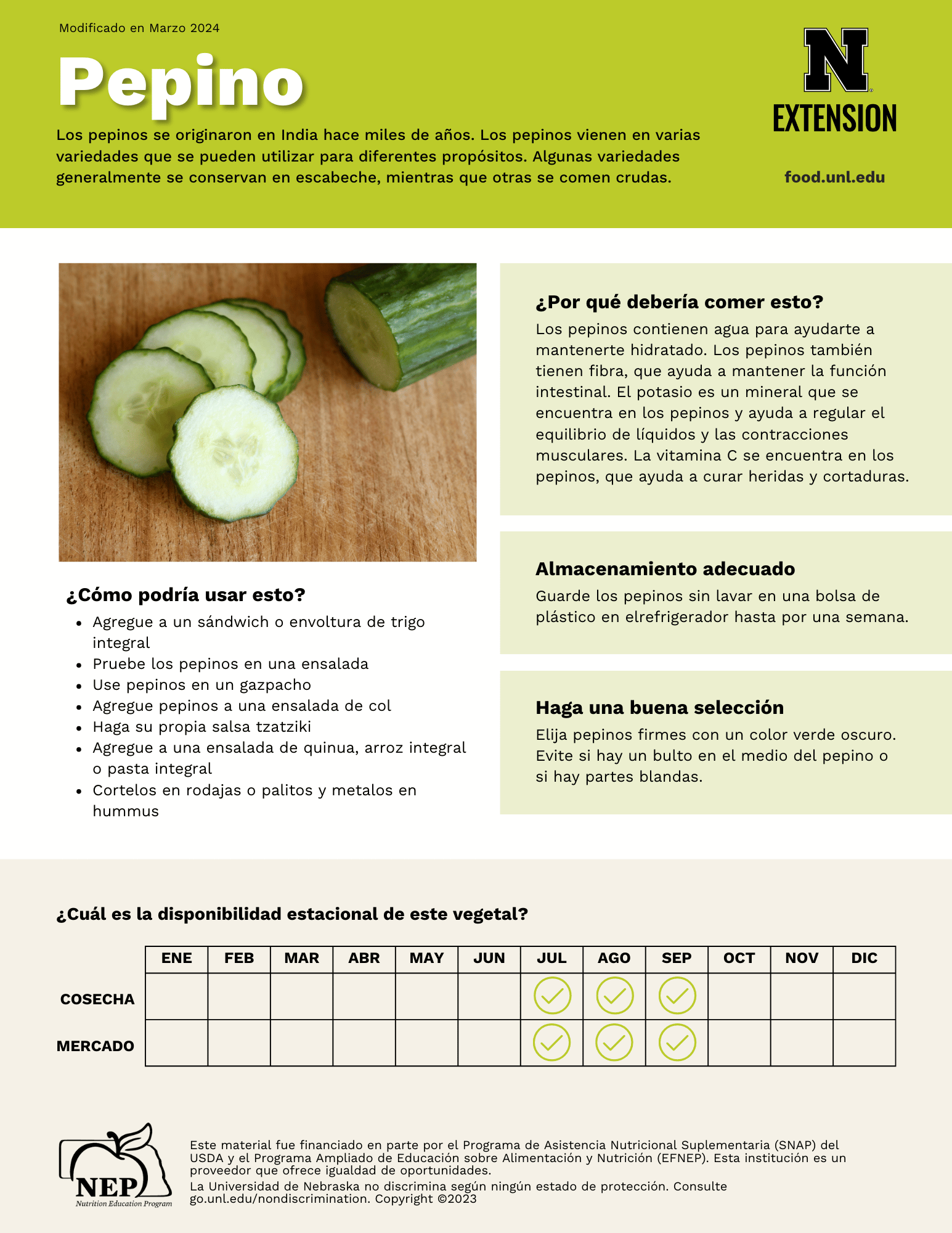 Cucumber Handout - Spanish