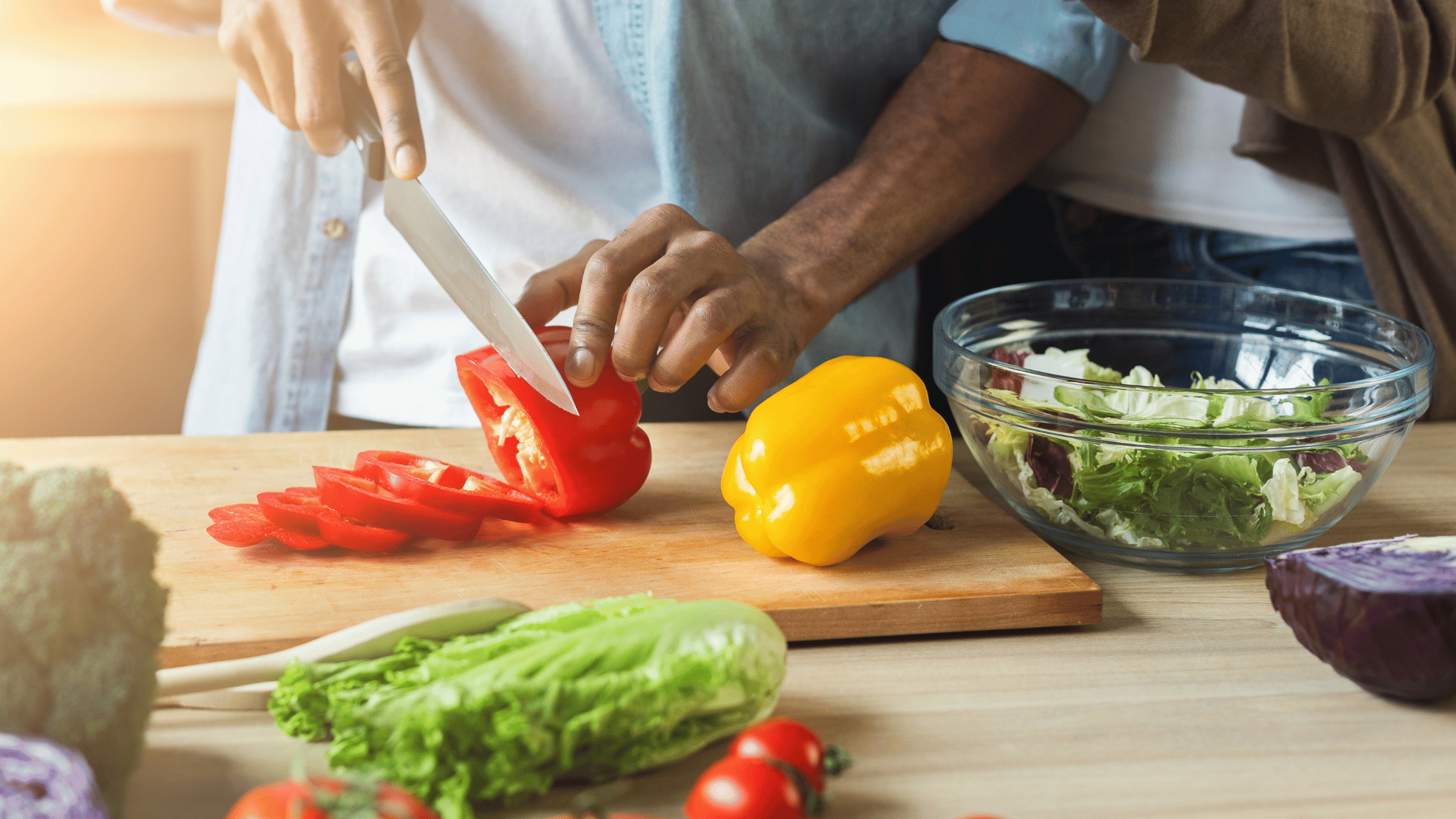 cutting bell peppers