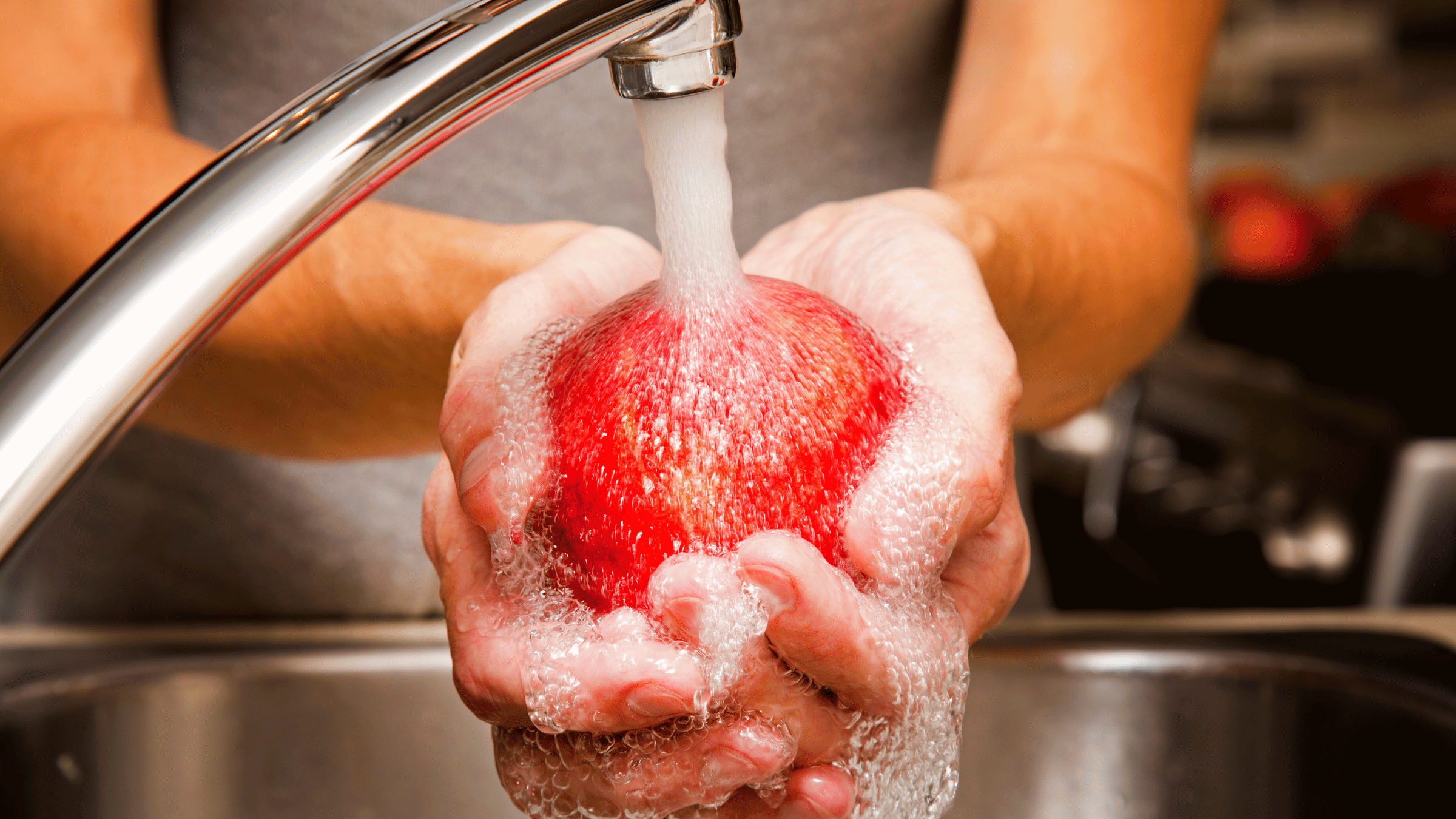 washing an apple