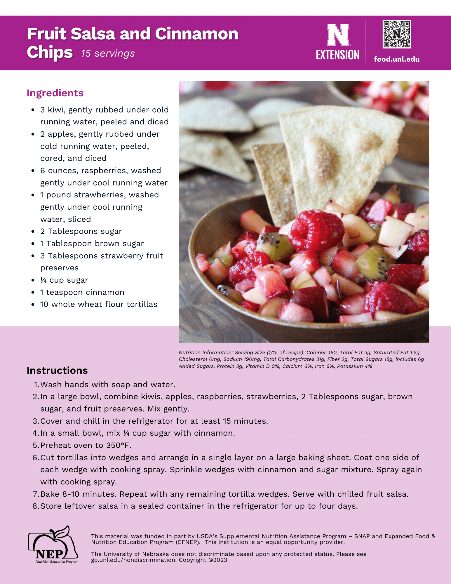 Fruit Salsa and Cinnamon Chips Recipe Handout