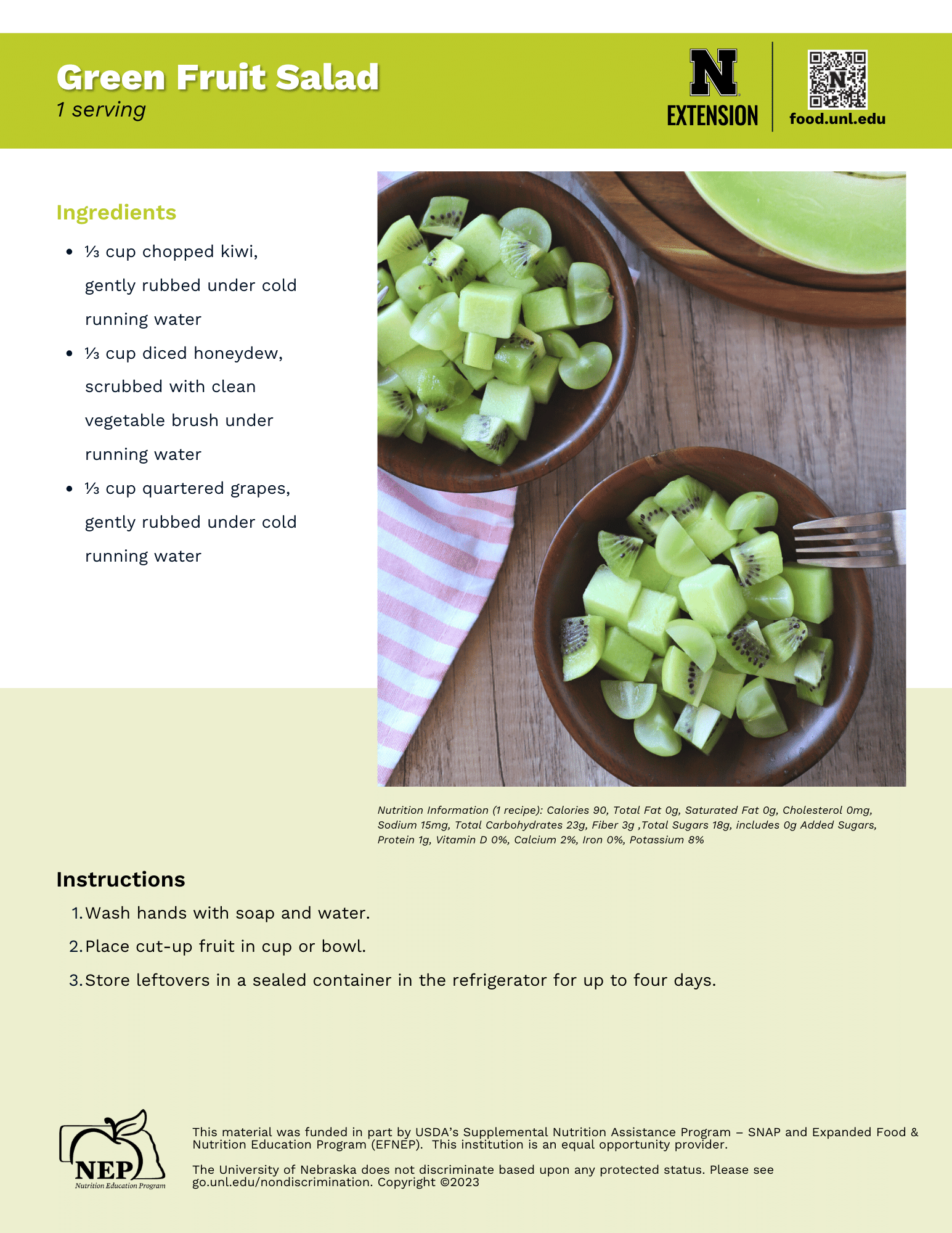 Green Fruit Salad Recipe Handout