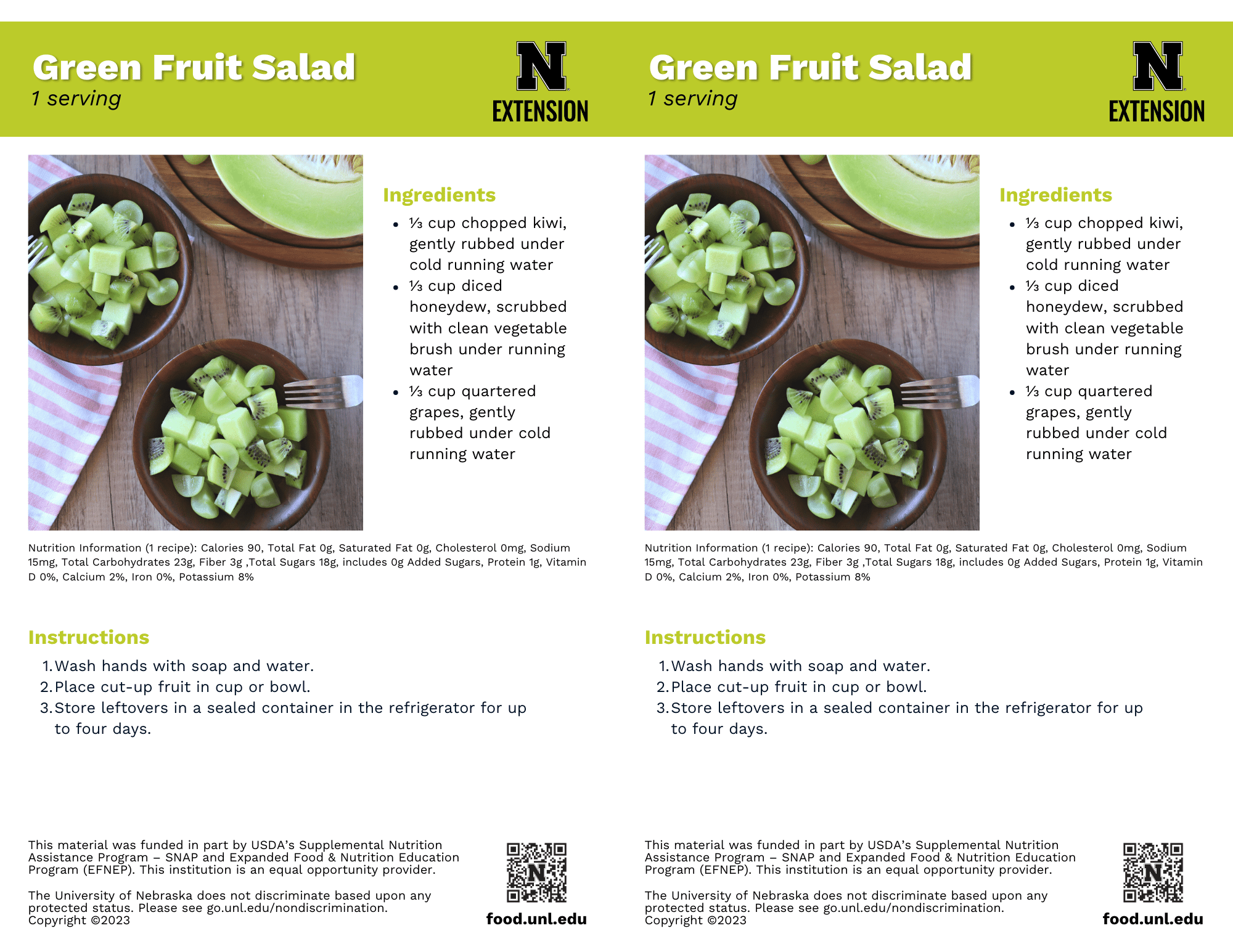Green Fruit Salad Recipe Handouts
