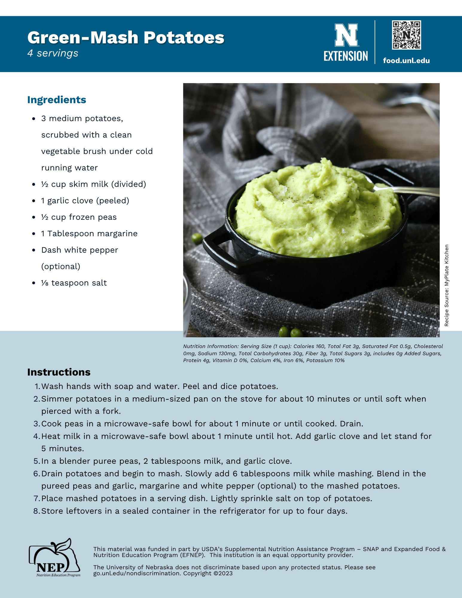 Green-Mash Potatoes Recipe Handout