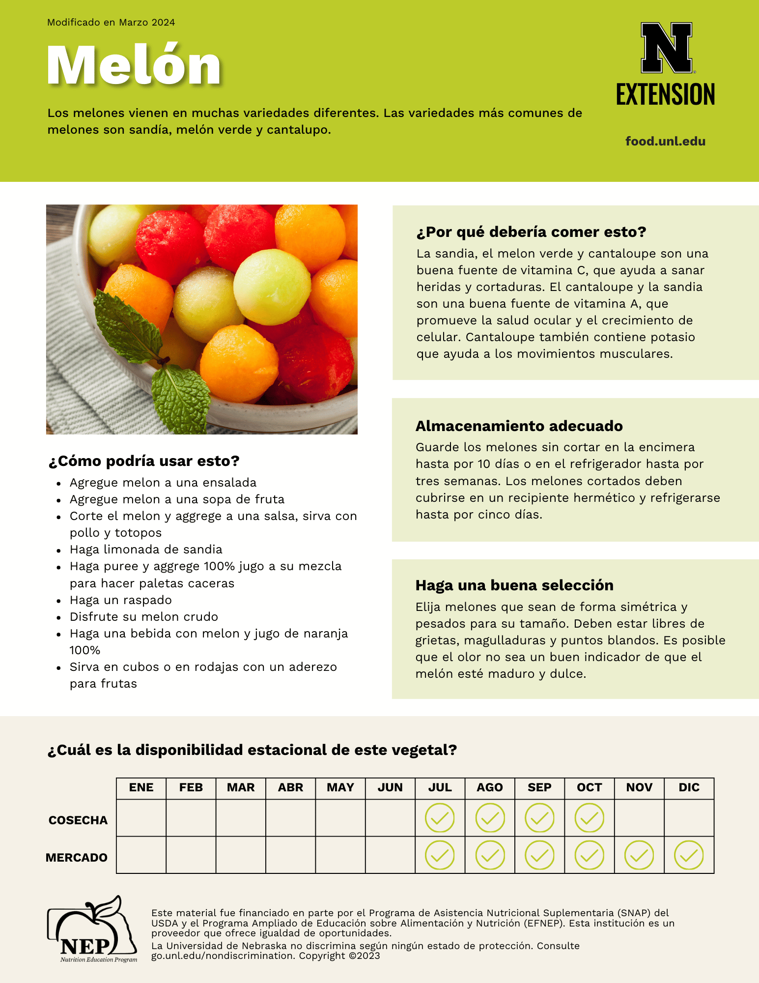 Melons Handout - Spanish