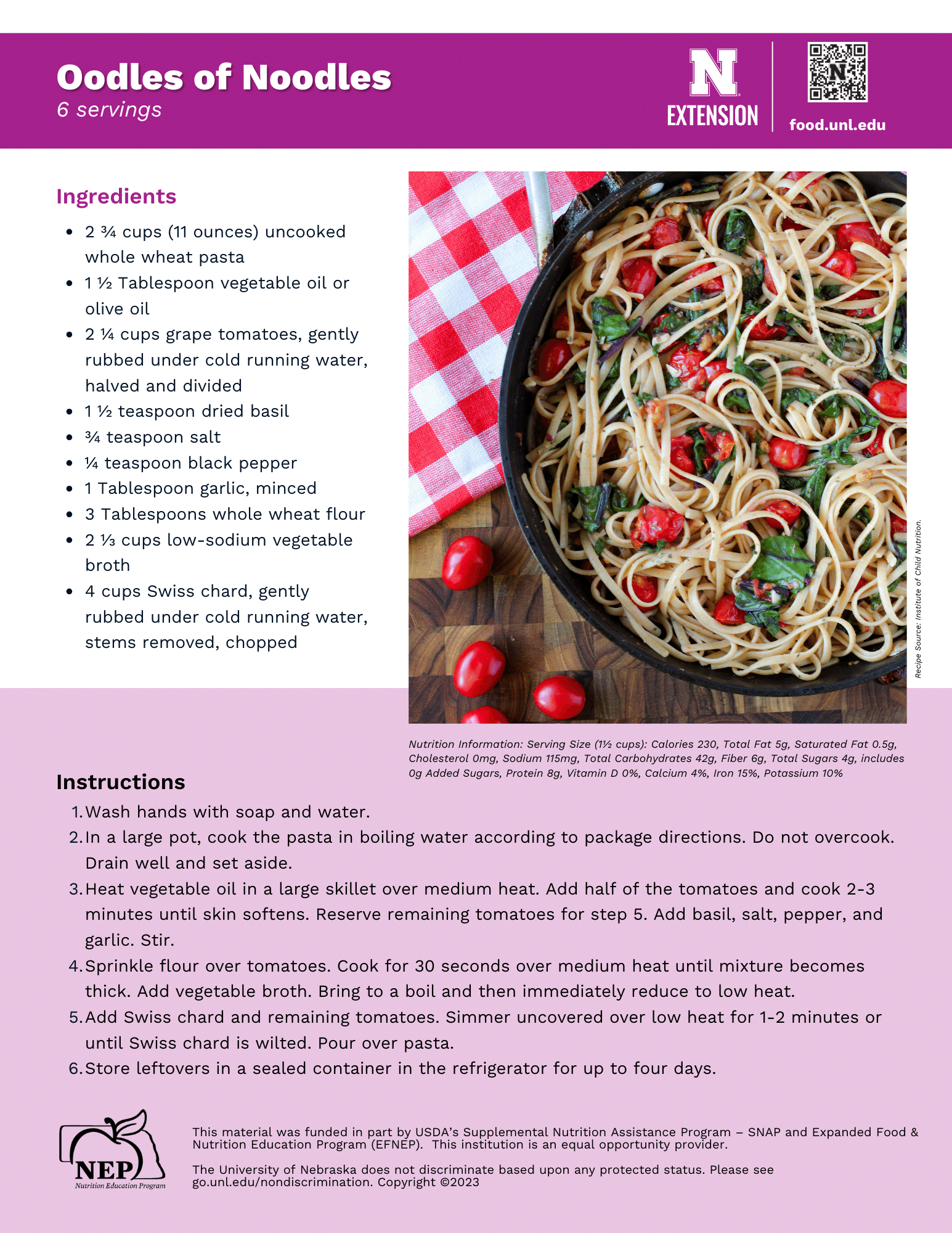 Oodles of Noodles Recipe Handout