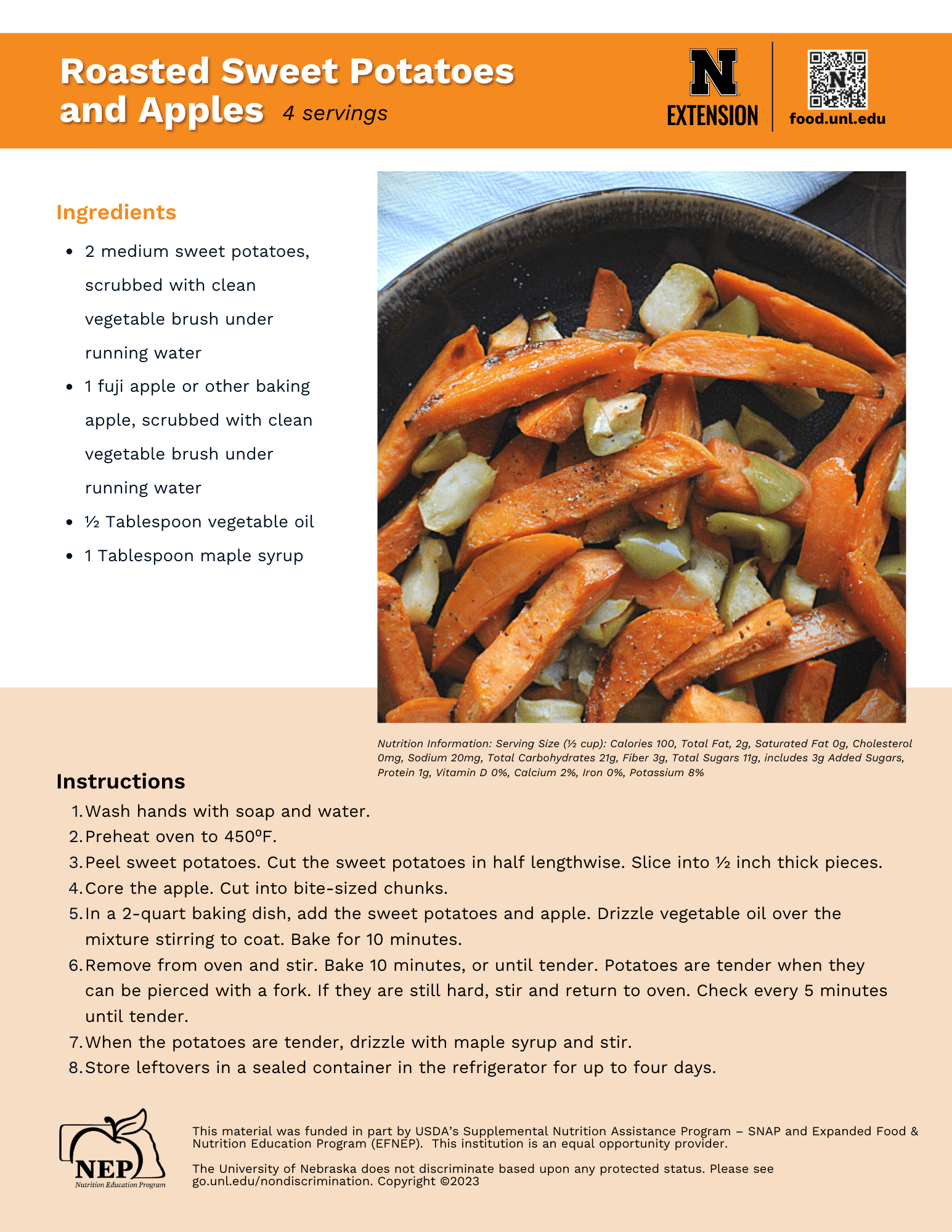 Roasted Sweet Potatoes and Apples Recipe Handout